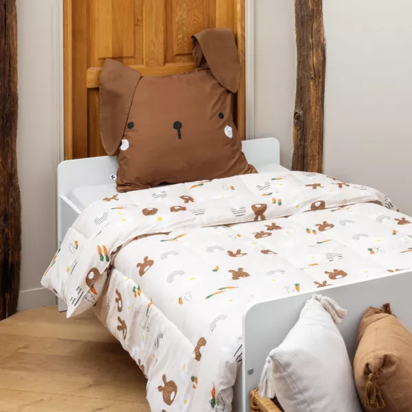 Trapunta stampata per bambini e una federa (140 x 200 cm) Pompon Marrone