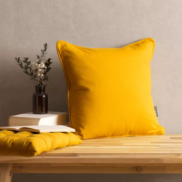 Coussin carré coton (40 x 40 cm) Pixel Jaune moutarde