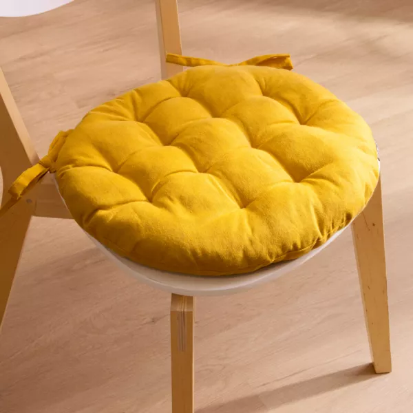 Cuscino rotondo per sedia in cotone (40 cm) Pixel Giallo senape