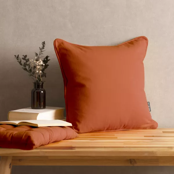 Coussin carr� coton (40 x 40 cm) Pixel Terracotta