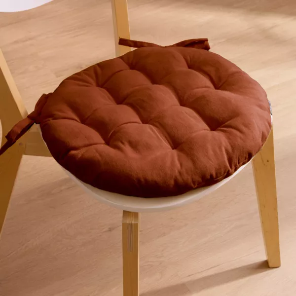 Coj�n redondo para silla en algod�n (40 cm) Pixel Terracota