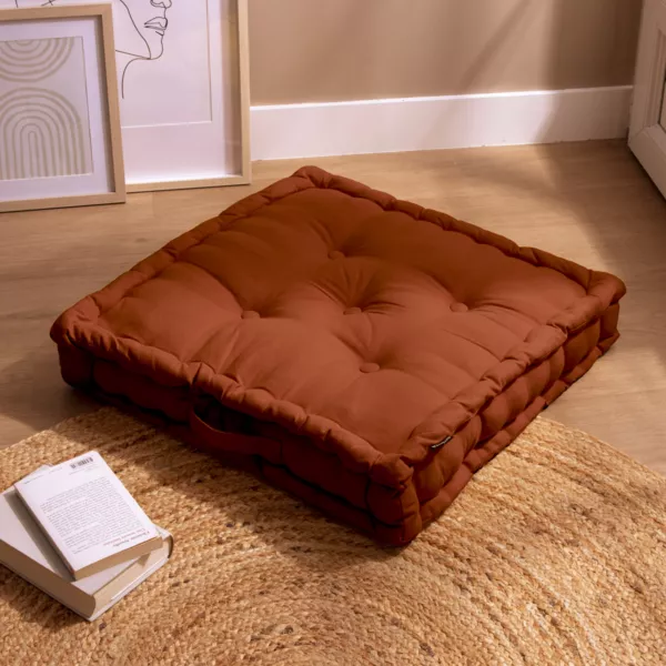 Coussin de sol coton (60 x 60 cm) Pixel Terracotta