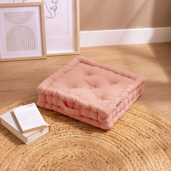Coj�n de suelo en algod�n (40 x 40 cm) Pixel Rosa melocot�n