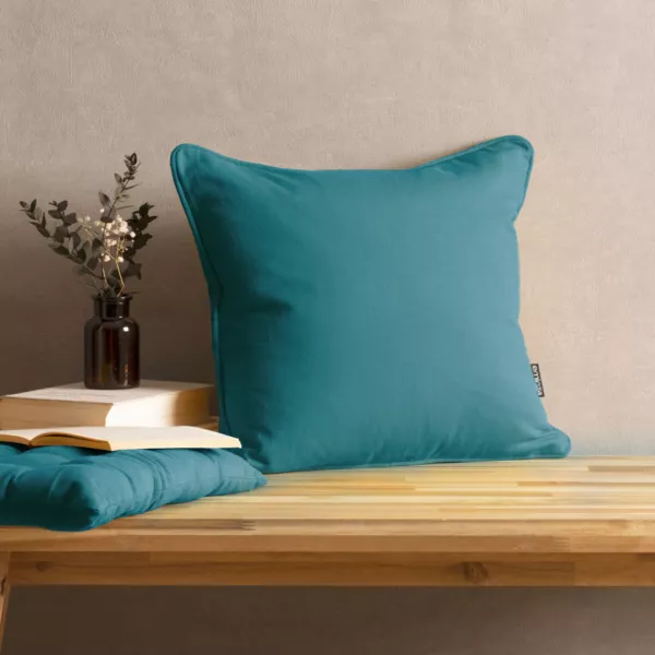 Coussin carr� coton (40 x 40 cm) Pixel Bleu canard