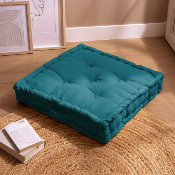 Cuscino da pavimento cotone (60 x 60 cm) Pixel Blu ottanio