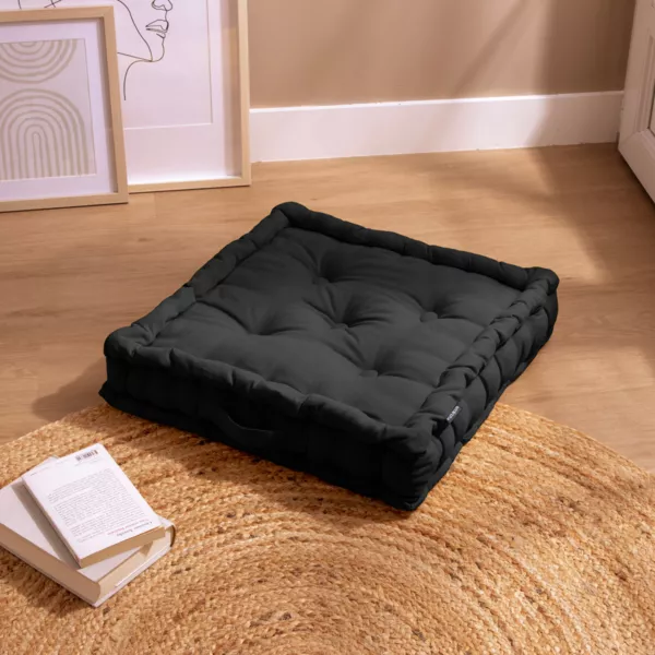 Coj�n de suelo en algod�n (50 x 50 cm) Pixel Negro