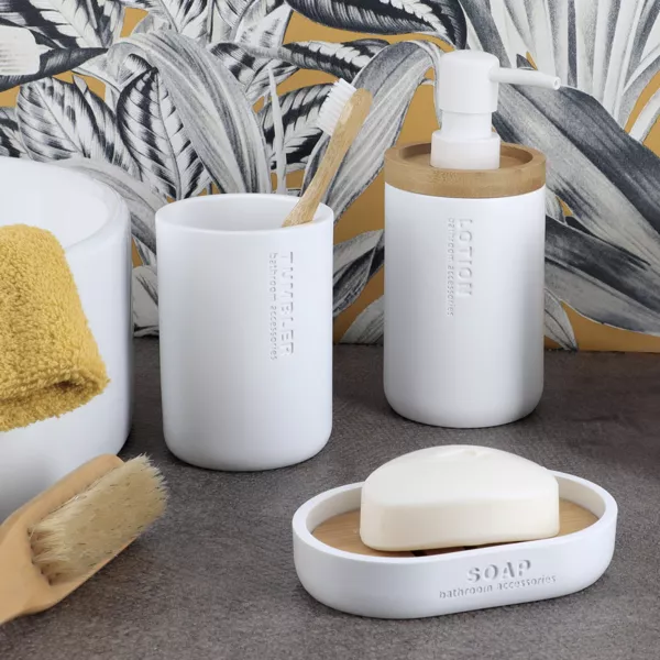 Set d'accessoires salle de bain Purebamboo Blanc