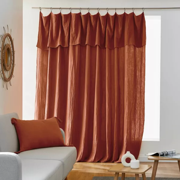 Rideau gaze de coton ajustable (280 x max 300 cm) Ga�a Terracotta