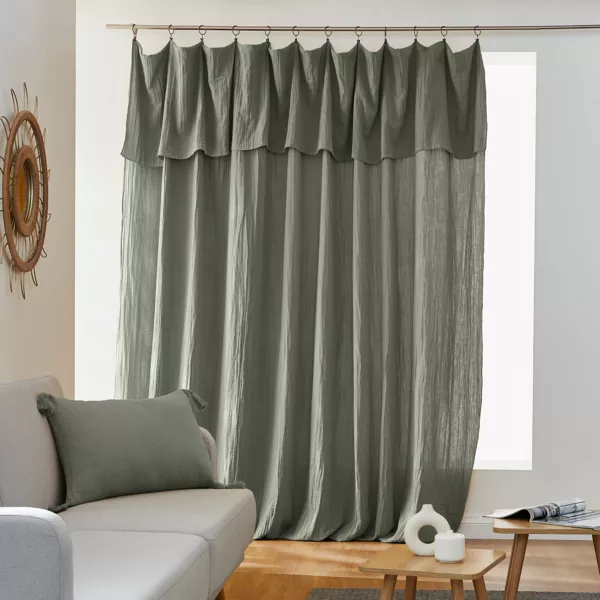 Rideau gaze de coton ajustable (280 x max 300 cm) Ga�a Vert romarin