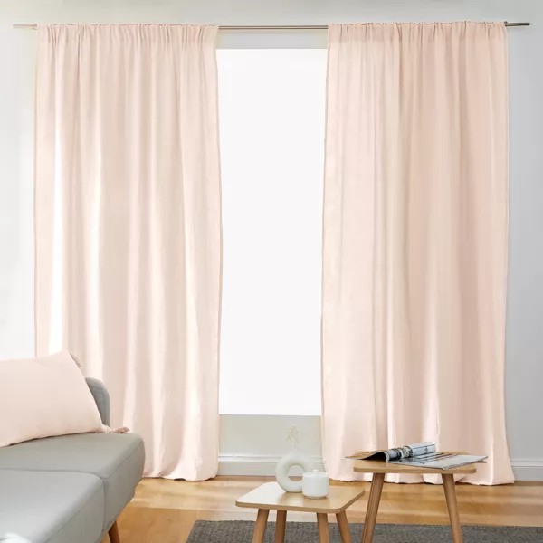 Rideau gaze de coton galon fronceur (180 x 240 cm) Ga�a Rose poudr�