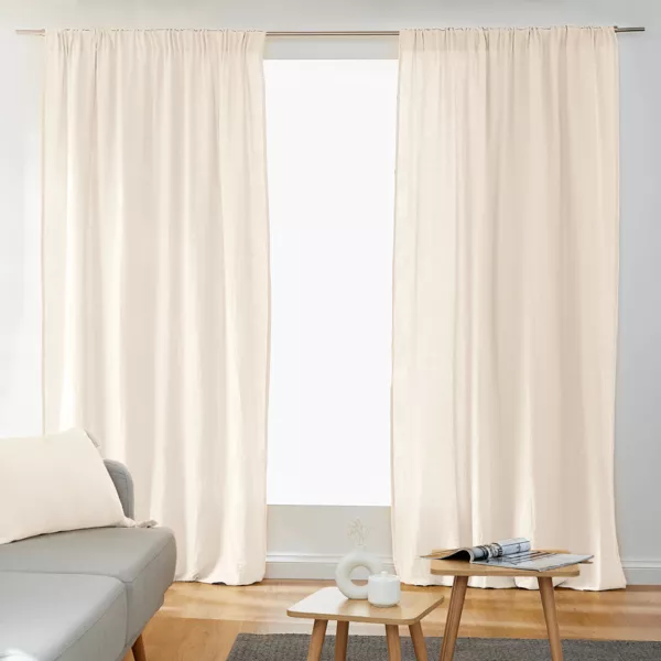 Rideau gaze de coton galon fronceur (140 x 240 cm) Ga�a Beige pampa