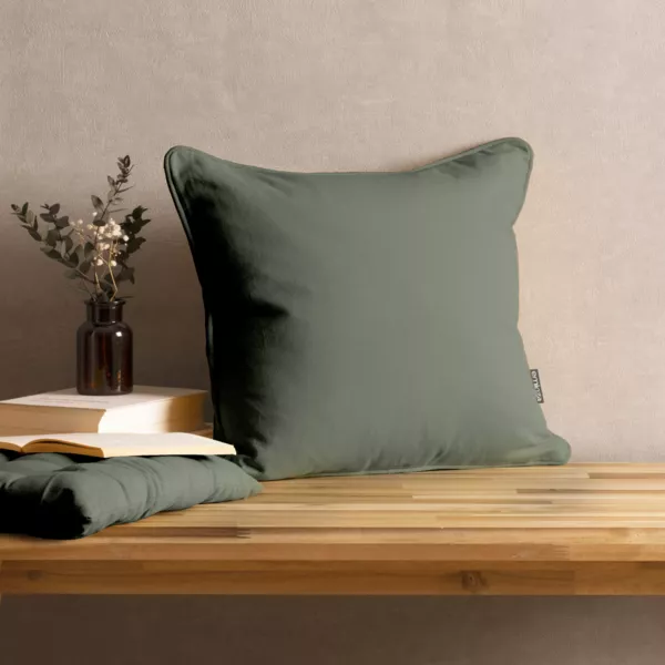 Coussin carr� coton (60 x 60 cm) Pixel Vert kaki