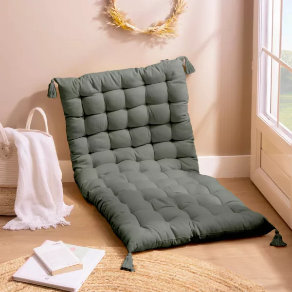 Matelas de sol coton (120 x 60 cm) Pixel Vert kaki