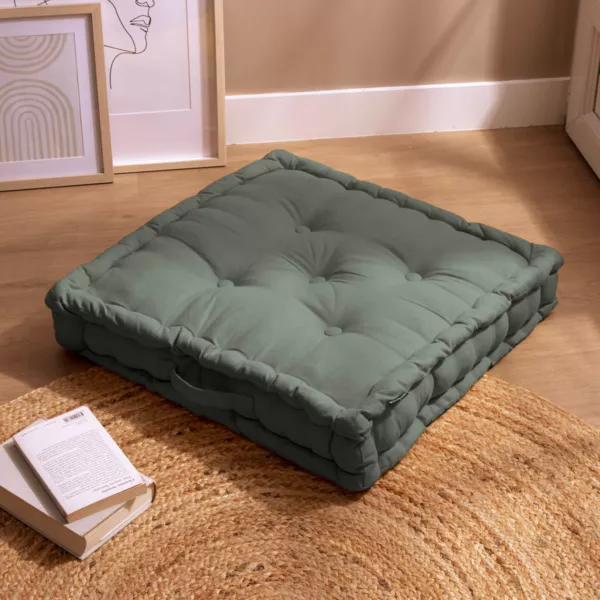 Bodenkissen aus Baumwolle (60 x 60 cm) Pixel Khaki-Gr�n