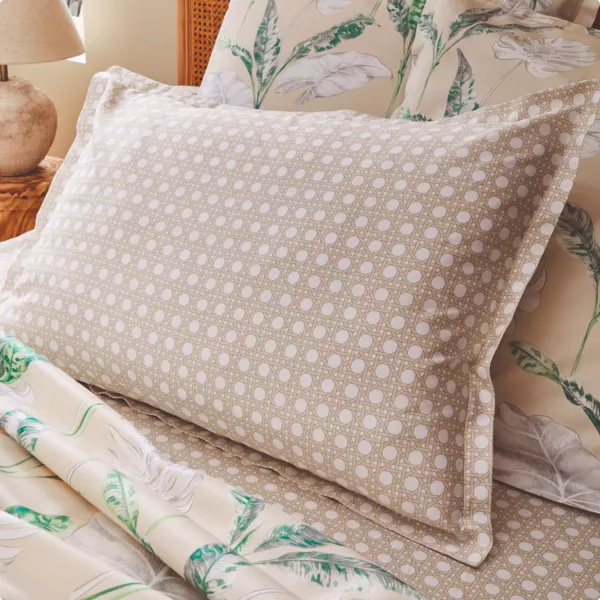 Funda de almohada rectangular en satén de algodón (50 x 70 cm) Voyage Verde
