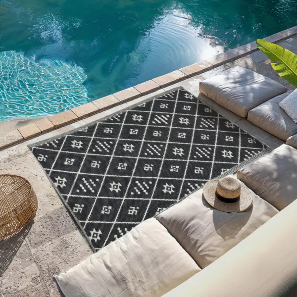 Tappeto da esterno (180 x 120 cm) Inca Nero