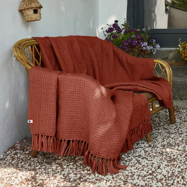 Plaid divano in materiale riciclato (180 x 220 cm) Gabin Terracotta
