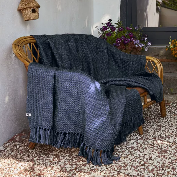 Plaid divano materiale riciclato (180 x 220 cm) Gabin Blu notte