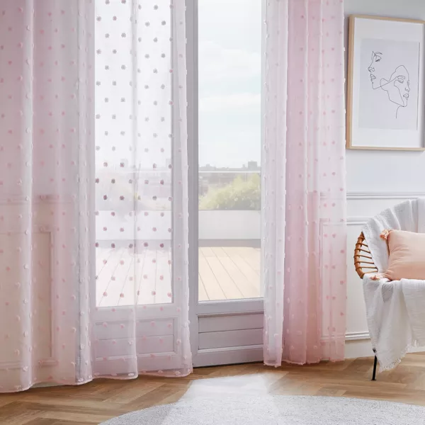 Gardine mit Ösen & Pompons (140 x 240 cm) Emie Rosa