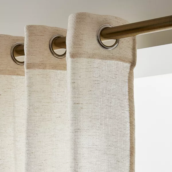 Vitrage linnen-effect met ringen (280 x 240 cm) Luca Beige