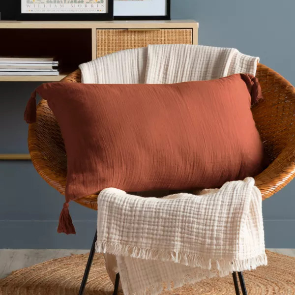Cuscino rettangolare in garza di cotone (40 x 60 cm) Gaia Terracotta