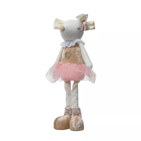 Souris de No�l debout (H37 cm) Salom� Danseuse ballerine P�che
