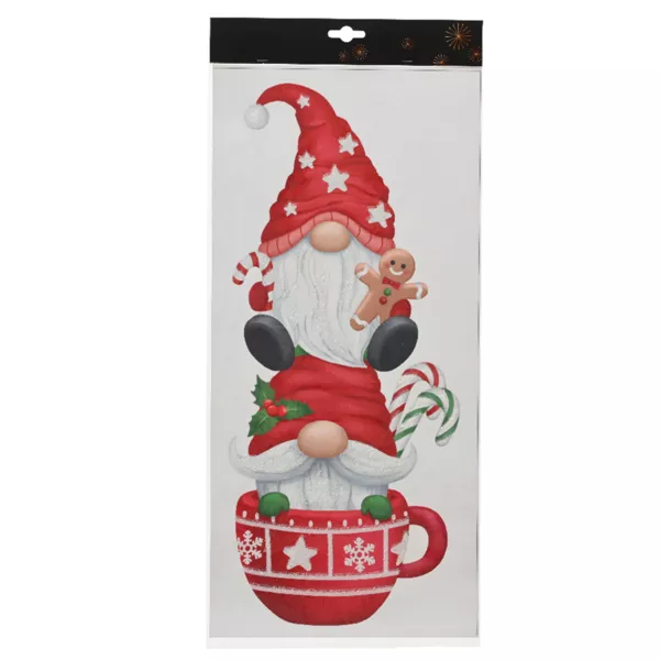 Adesivo di Natale per finestra Tazza e Gnomi golosi