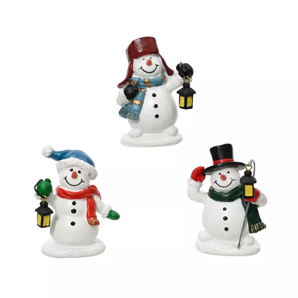 Set di 3 Pupazzi di Neve (H6,5 cm) Felici per villaggio
