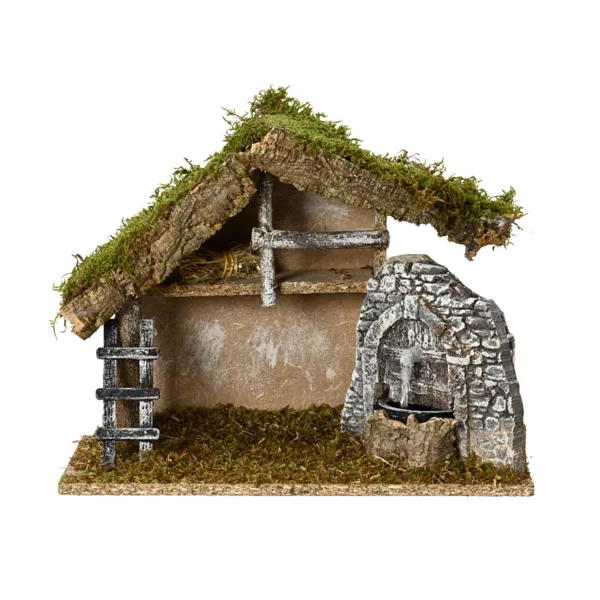 Cr�che de No�l vide avec fontaine (H24 cm) Sainte-Albane