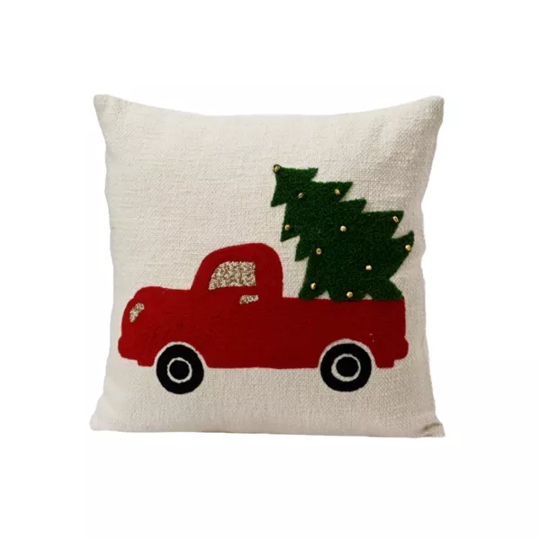 Coj�n de Navidad cuadrado de algod�n (45 x 45 cm) Alegre Furgoneta