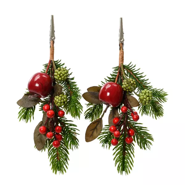 Set van 2 sparrentakken (H22 cm) Zoete Appels Rood