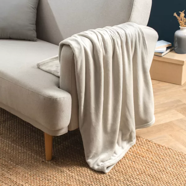 Manta suave en franela (125 x 150 cm) Didou Beige gris