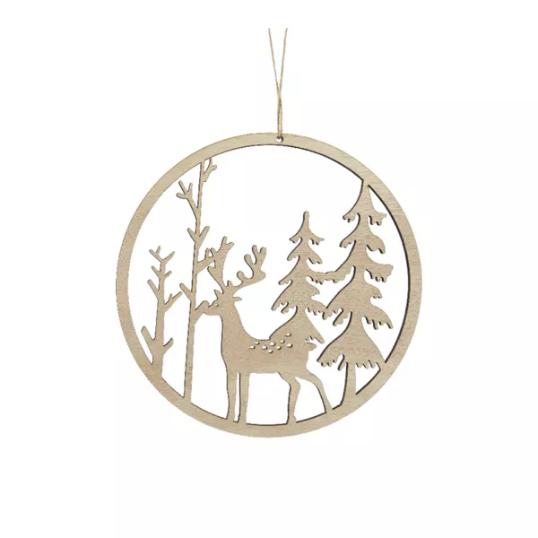 Decorazione da appendere di Natale (D30 cm) Legno chiaro di natura originale