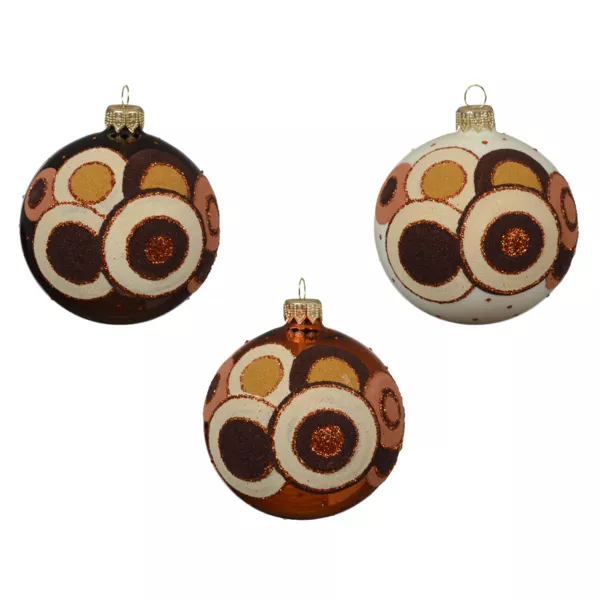 6er Set Weihnachtskugeln aus Glas (D80 mm) Retro Tr�ffelschwarz und K�rbis