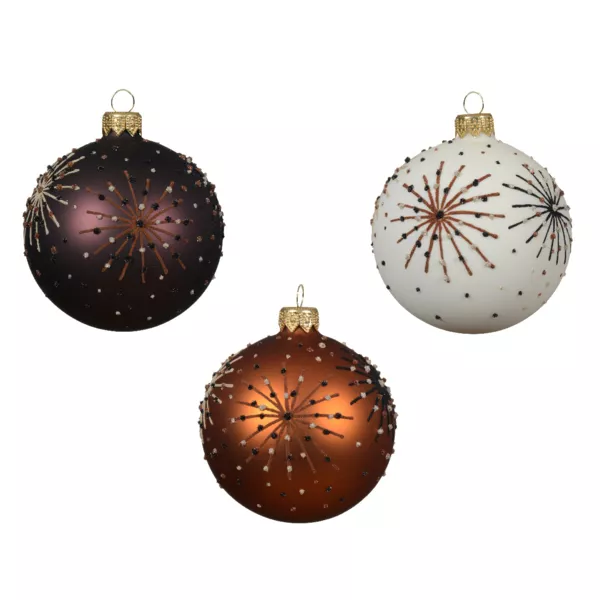 6er Set Weihnachtskugeln aus Glas (D80 mm) Sternennacht Mehrfarbig