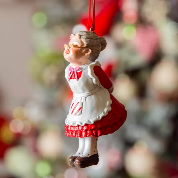 Julemor til oph�ng (H10 cm) Christmas R�d og hvid