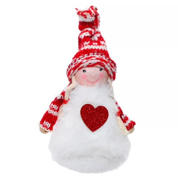 Hada de Navidad para colgar (H12 cm) Maggie Coraz�n con purpurina Rojo