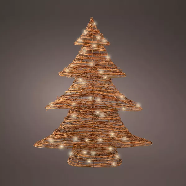 Albero di Natale luminoso a pile 30 LED (H40 cm) Rattan Bianco caldo