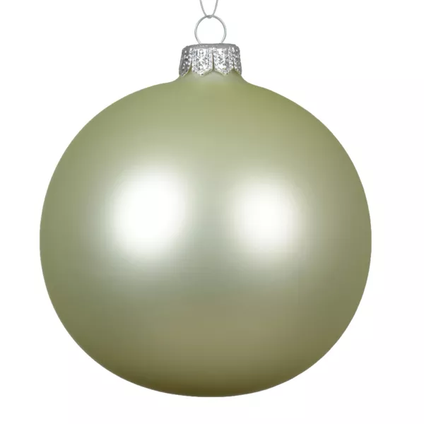 Lot de 4 boules de No�l en verre (D100 mm) Arctique mate Menthe blanche