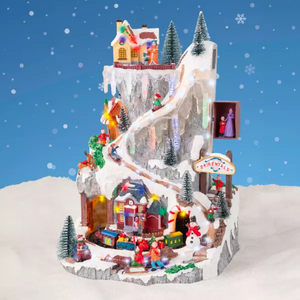 Beleuchtetes Weihnachtsdorf mit Musik batteriebetrieben Gla�ons color�s et illumin�s