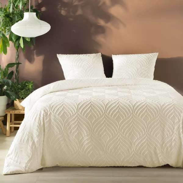 Copripiumino e due federe microfibra tuftata (240 x 220 cm) Heltie Avorio