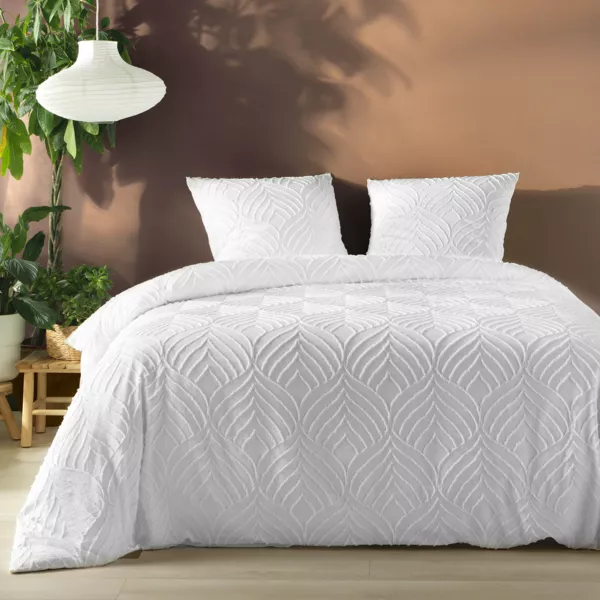 Funda n�rdica y dos fundas de almohada de microfibra afelpada (260 x 240 cm) Heltie Blanco