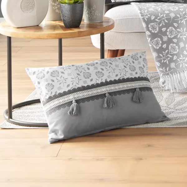 Coussin rectangulaire coton (40 x 60 cm) Flavie Gris