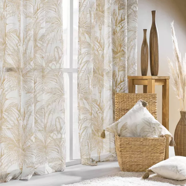 Tenda trasparente con occhielli (140 x 240 cm) Dune Beige