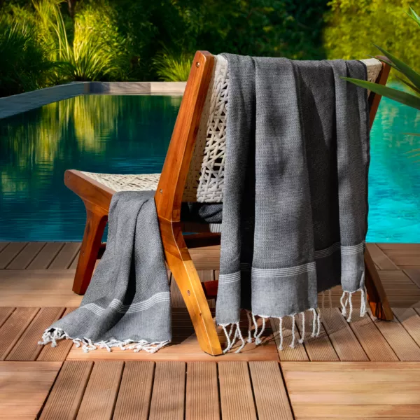 Strandtuch aus recycelter Baumwolle (100 x 200 cm) Beach Schwarz