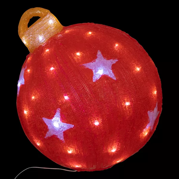 Solcelledrevet julekugle med 60 LED'er (H38 cm) Stjerne Kold hvid