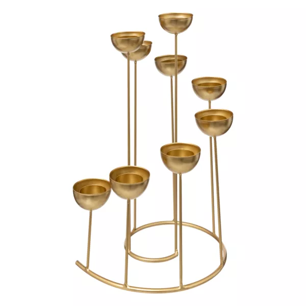 Lysestage i metal til 9 lys (H35 cm) Spiral Guld