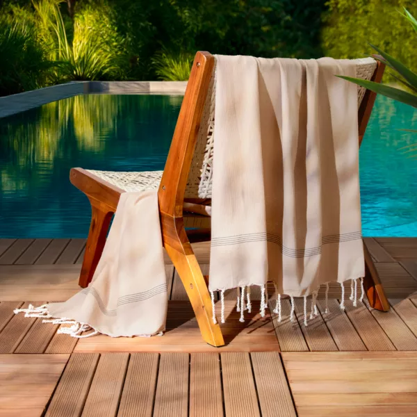 Fouta af genbrugt bomuld (100 x 200 cm) Beach Beige