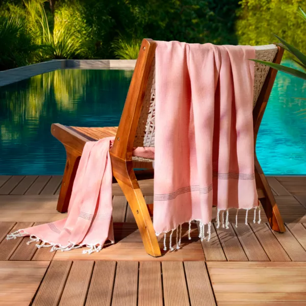 Strandtuch aus recycelter Baumwolle (100 x 200 cm) Beach Korallenrot