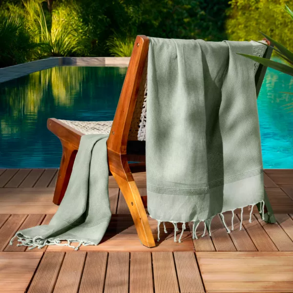 Fouta af genbrugt bomuld (100 x 200 cm) Beach Gr�n kaki